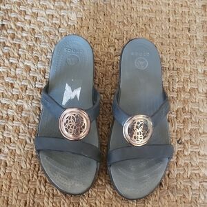 Crocs Slip On Black & Gray Shoes Size 10